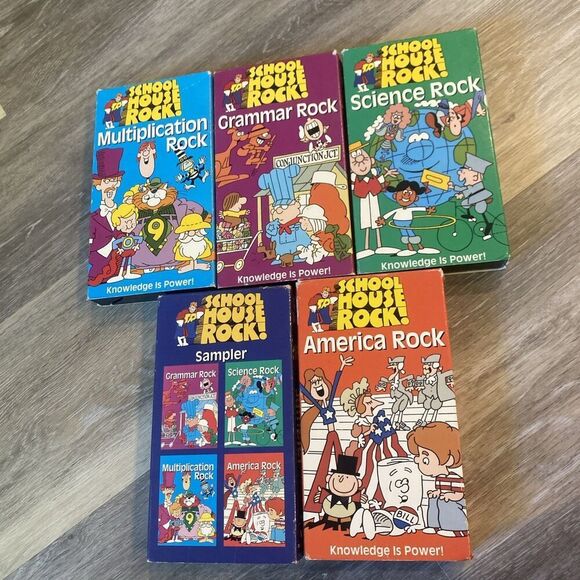 School house Rock VHS Set Of 5 Tapes Grammar Science Multiplication America Rock - Picture 2 of 8